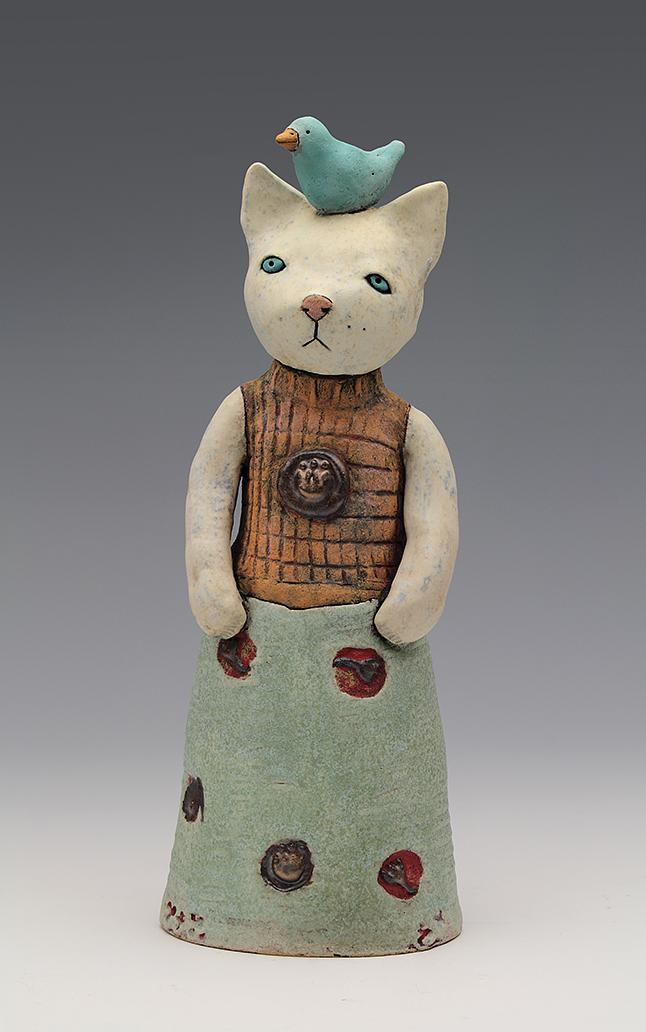 ceramic figure cat meow by Sara Swink