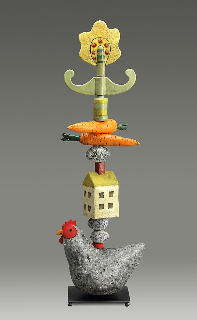 ceramic chicken carrot by Sara Swink