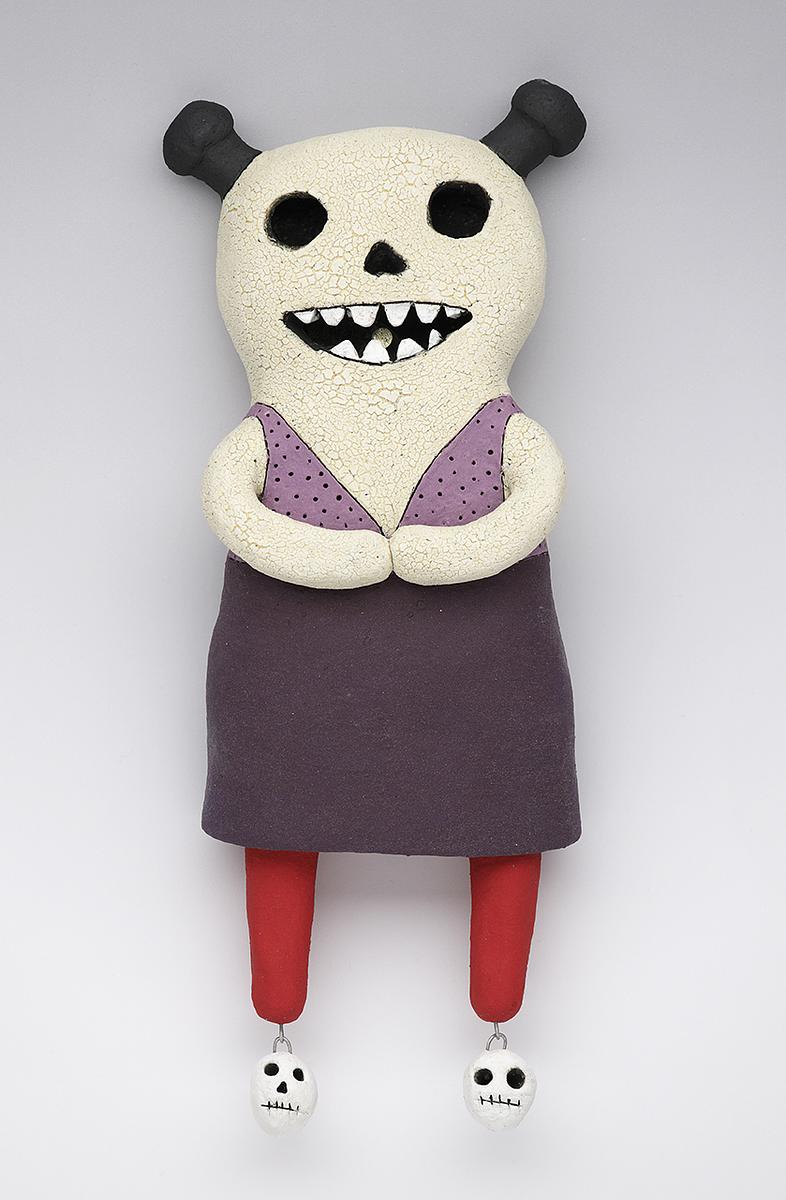 clay ceramic pottery figure skeleton skull by sara swink