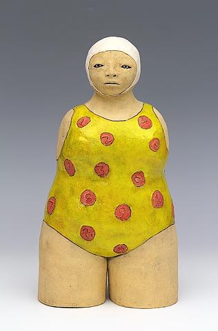 clay ceramic sculpture swimmer by sara swink