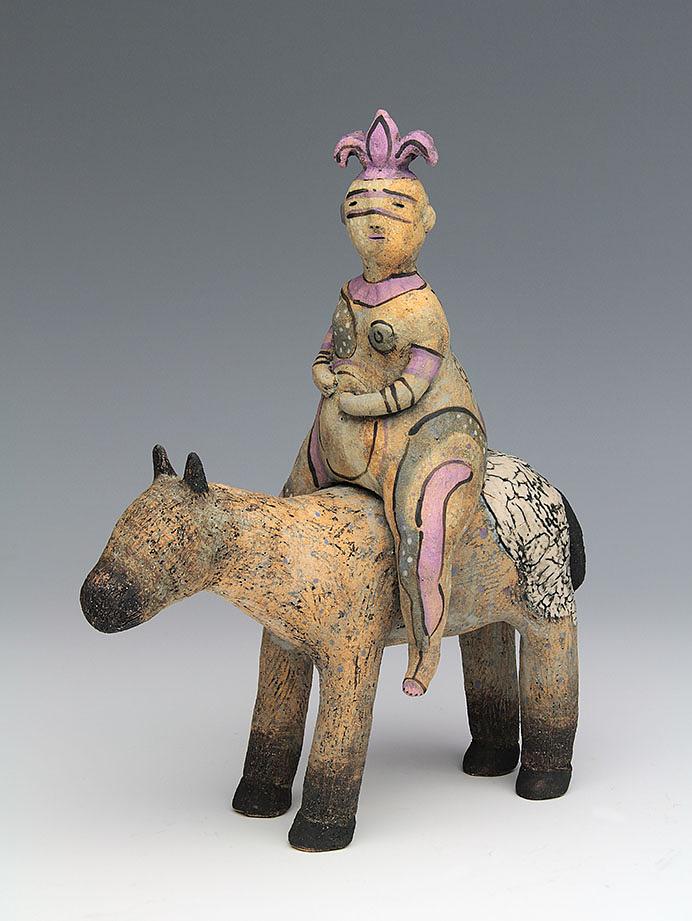 ceramic figure with horse by Sara Swink