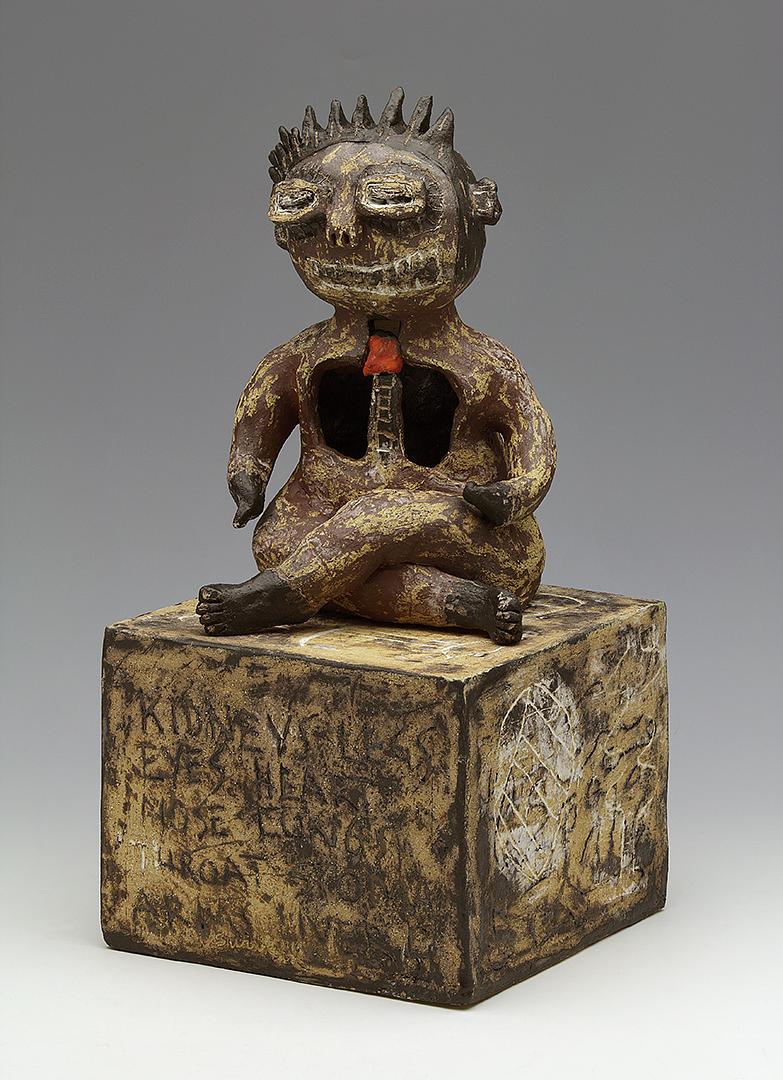 clay ceramic pottery Basquiat doodle mishima  by sara swink