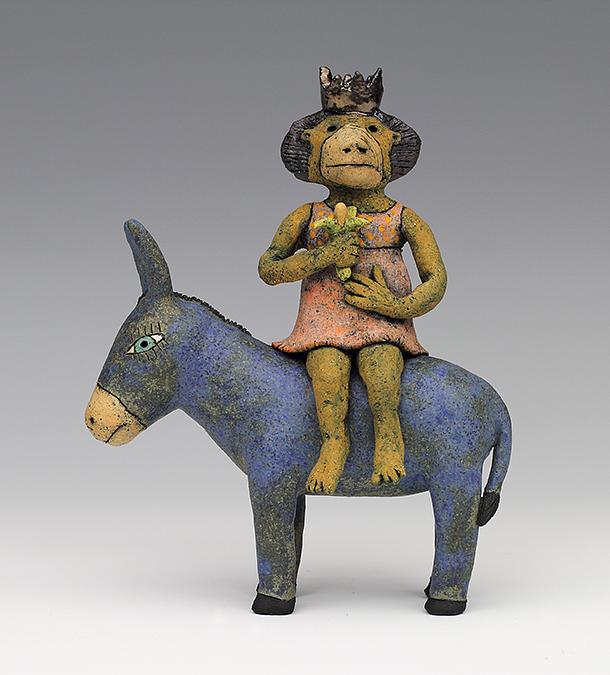 ceramic figure animal donkey monkey by Sara Swink