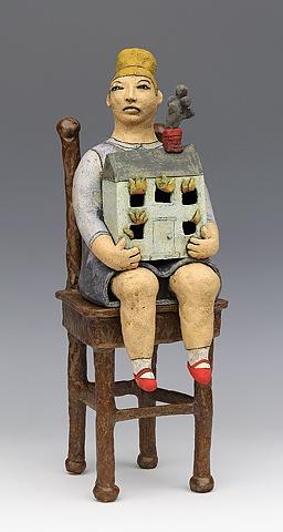 clay ceramic sculpture chair by sara swink