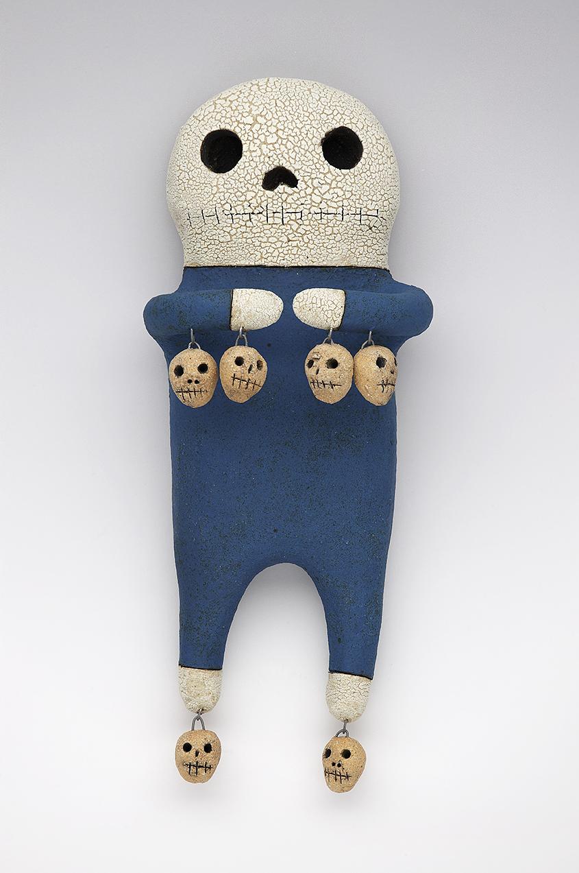 clay ceramic pottery figure skeleton skull by sara swink