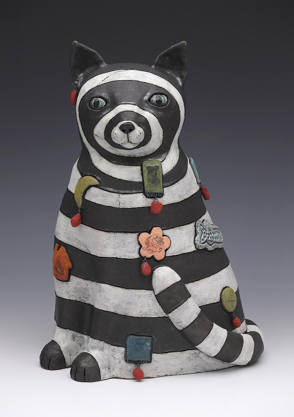 Striped Cat with Symbols