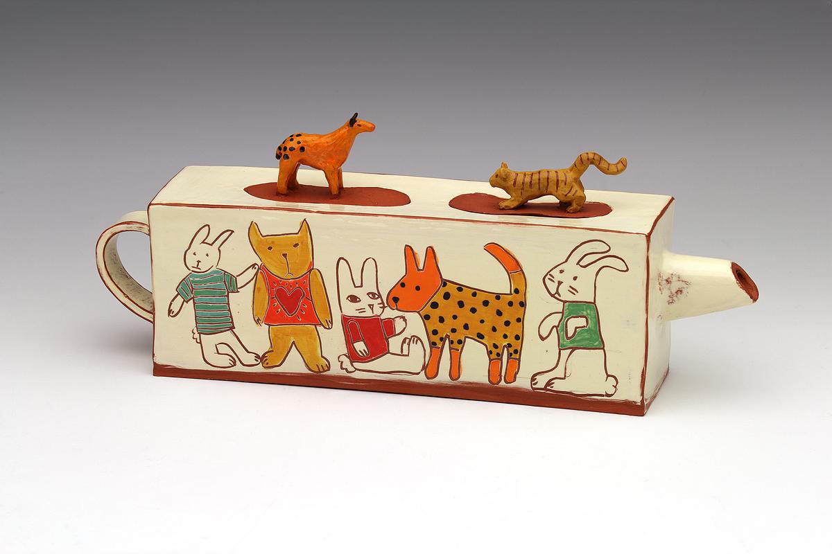 ceramic teapot predator prey pottery by Sara Swink