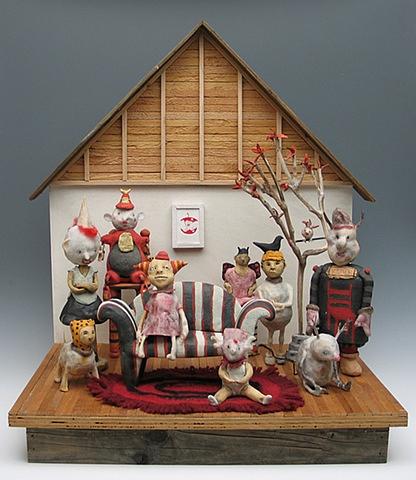clay ceramic mixed media sculpture animal by sara swink, harold oxley, lisa kaser