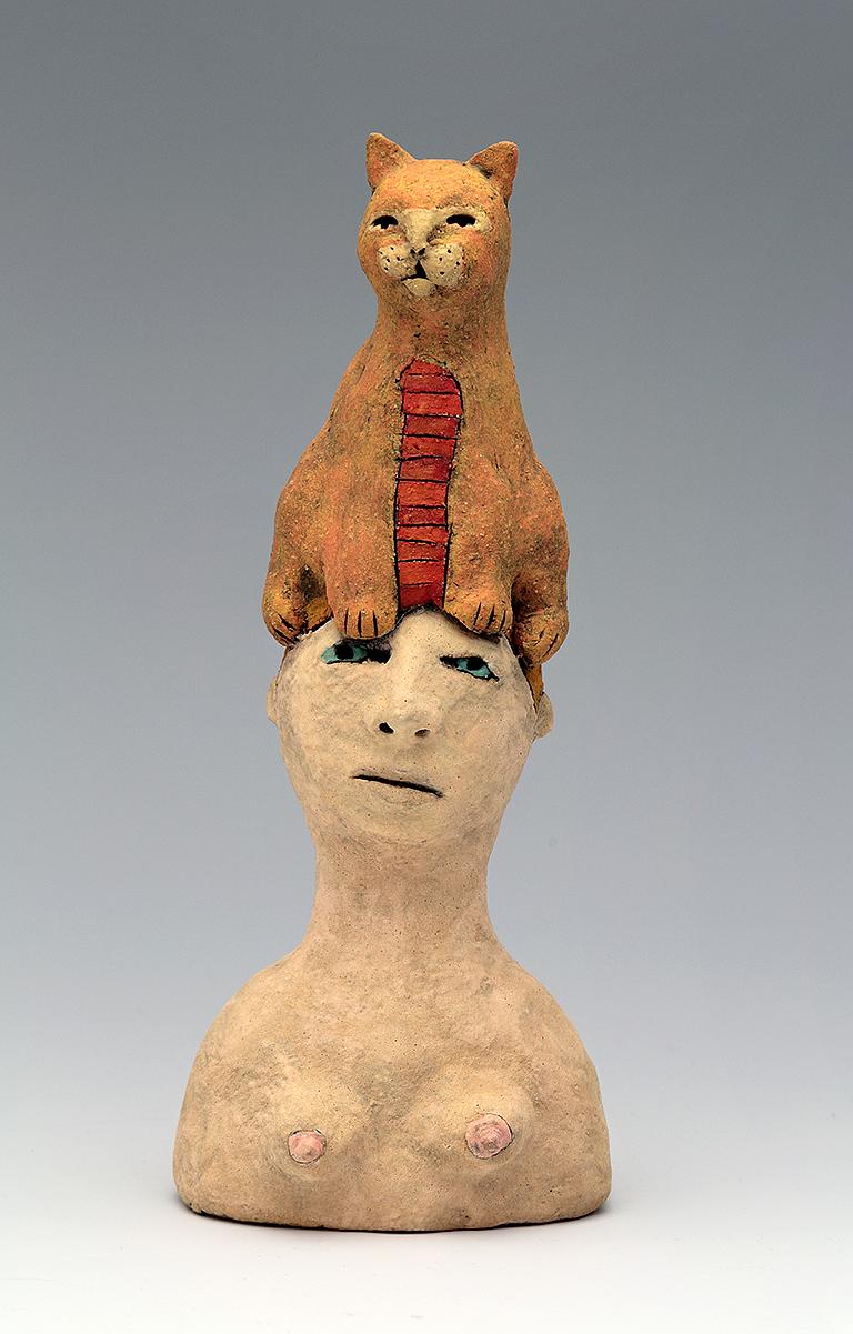ceramic figure cat pottery by Sara Swink