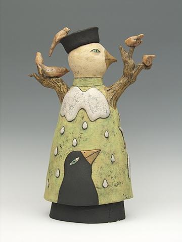 Put a bird on it sculpture with Oregon rain