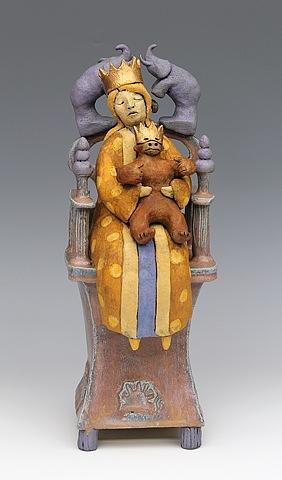 clay ceramic sculpture animal chair by sara swink