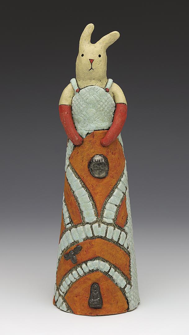 ceramic crown royal royalty red gloves rabbit by Sara Swink