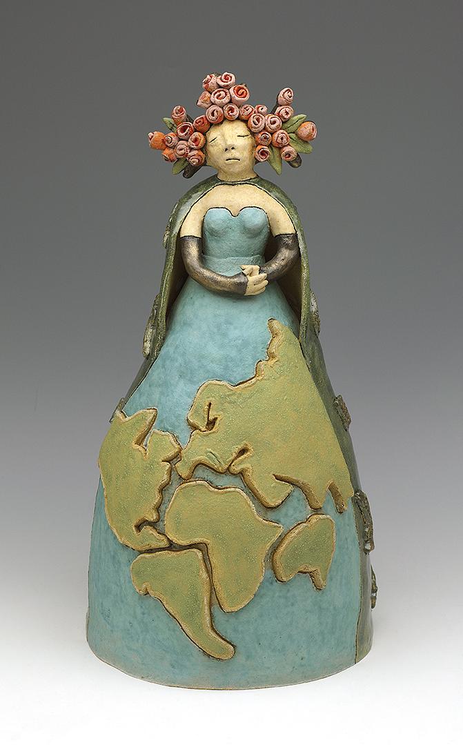 clay ceramic sculpture earth roses flowers pangea by sara swink