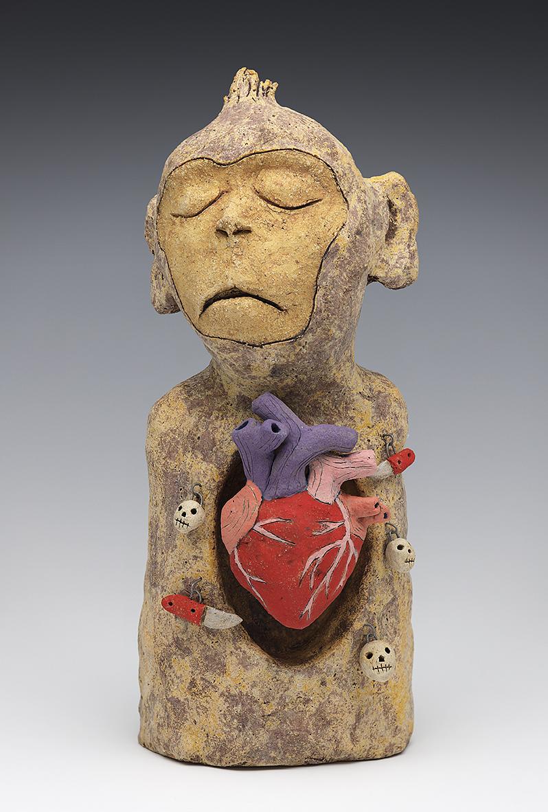ceramic monkey heart knife skull bypass surgery by Sara Swink