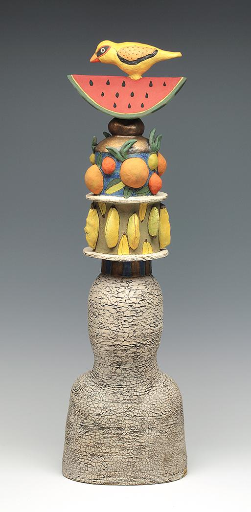 ceramic figure bird watermelon fruit by Sara Swink