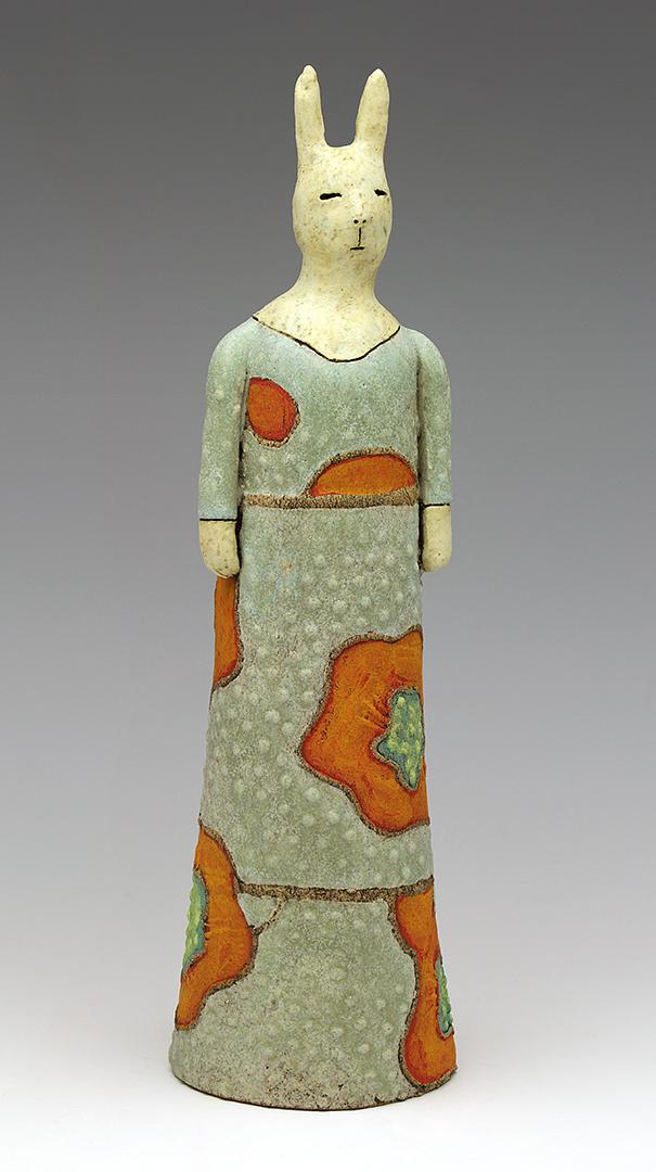 ceramic figure animal rabbit flower by Sara Swink