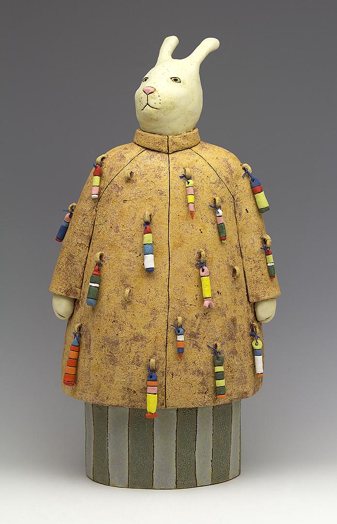 ceramic rabbit Sara Swink lobster float stripes