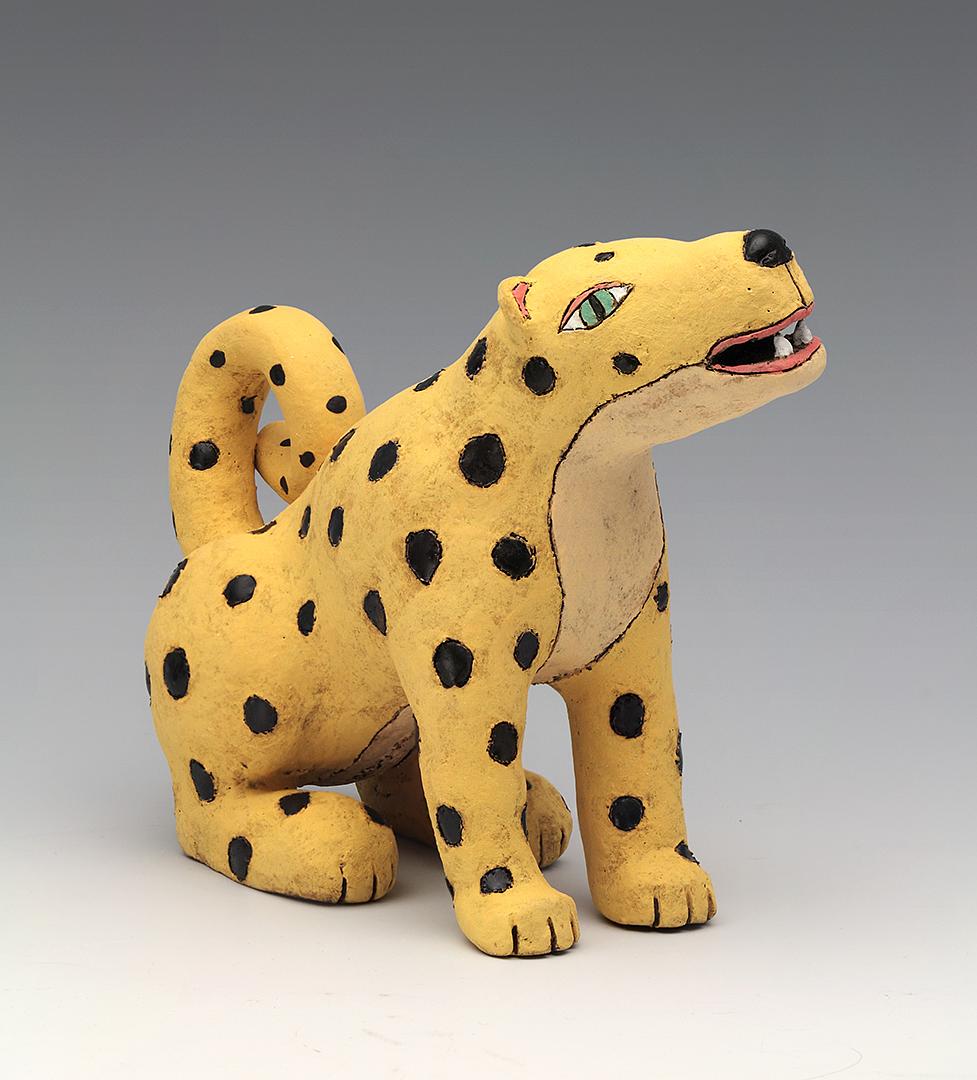 ceramic figure cat leopard pottery by Sara Swink
