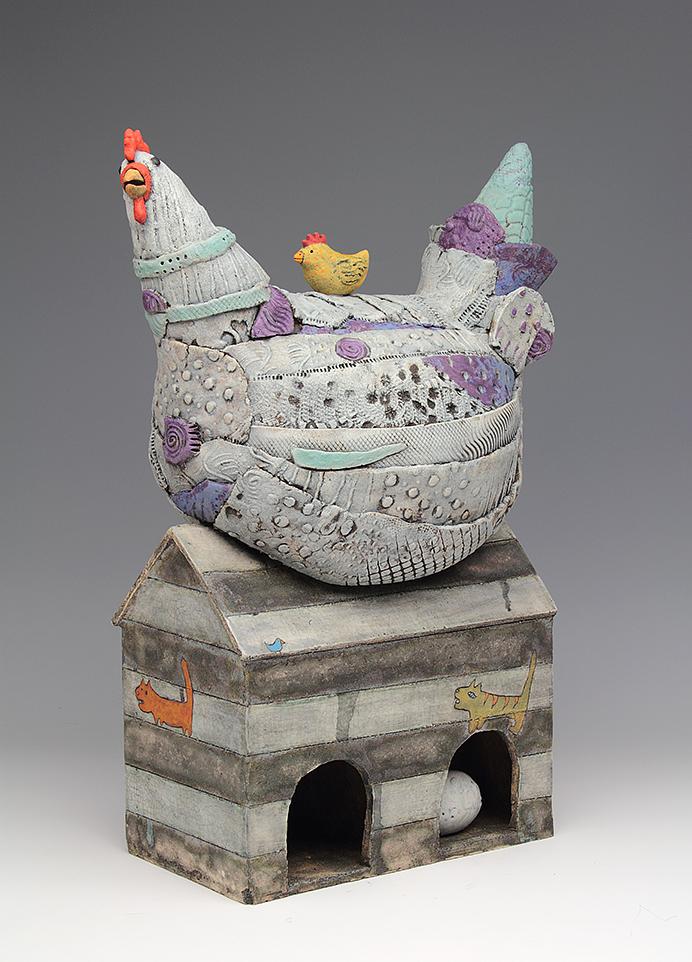 ceramic figure animal chicken by Sara Swink