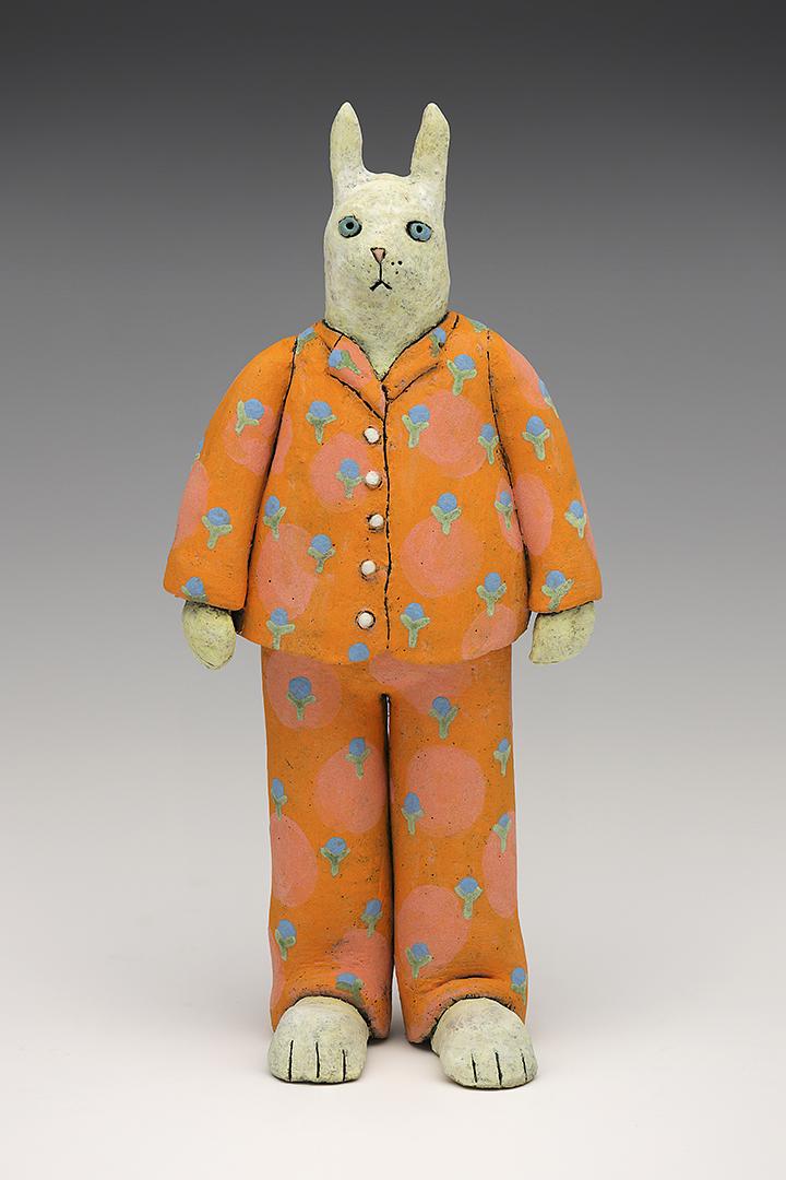 ceramic Sara Swink pajamas clay rabbit 
