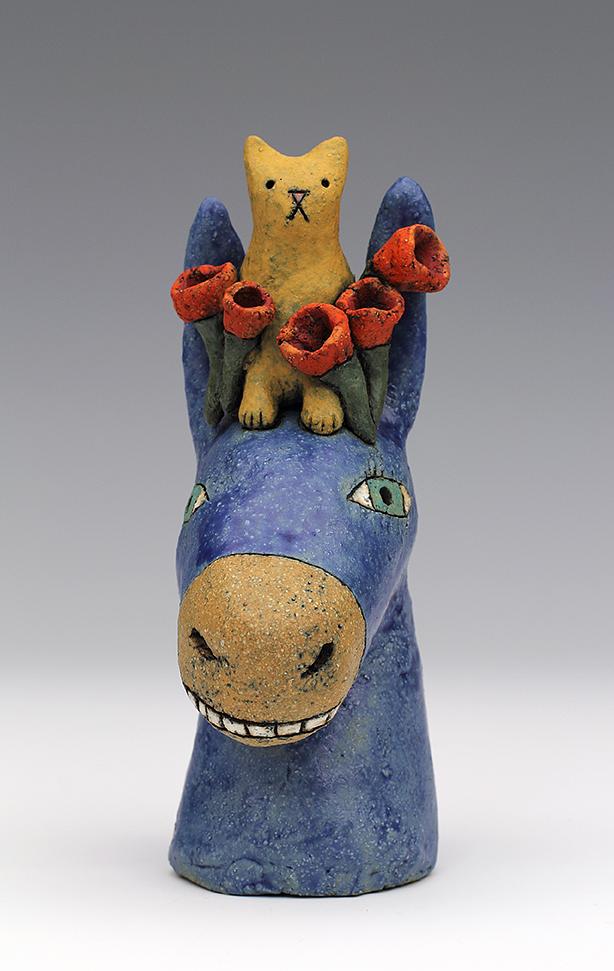 ceramic figure animal donkey cat by Sara Swink